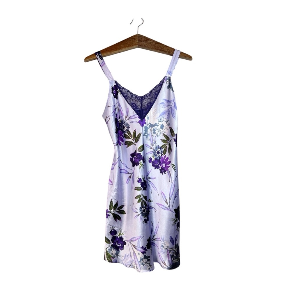 Apt. 9 Purple Floral Babydoll Slip Dress Lingerie Size S Nightgown Sleepwear